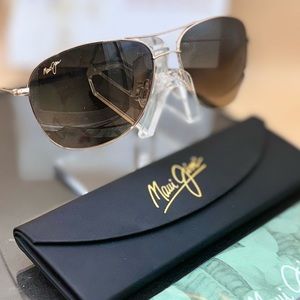 CLIFF HOUSE ~ NEW~ Maui Jim ~ Titanium/Polarized Aviator Sunglasses